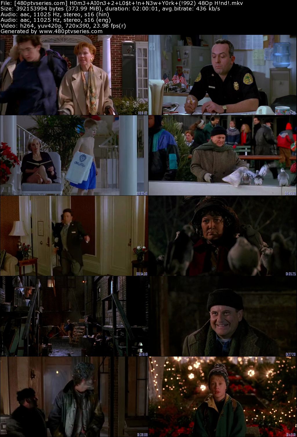 Home Alone 2 Lost in New York 1992 350MB Full Hindi Dual Audio